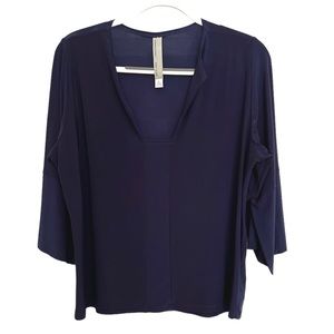Kim Schalk Stretch Top L Dark Ink Blue Polyester Lycra